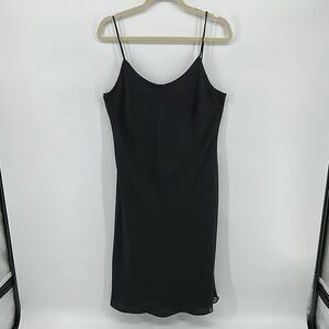 Positive Attitude VTG Black Spaghetti Strap Slip Midi Dress Size 12